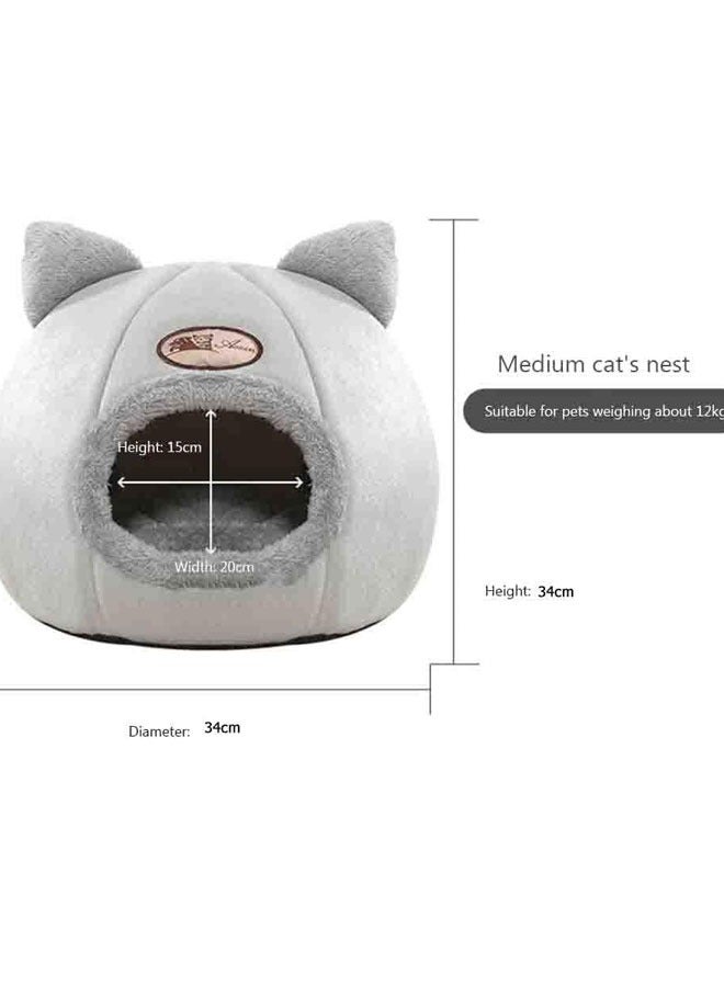 بيت قطة كبير على شكل كهف 2 في 1 مع وسادة قابلة للإزالة والغسل، يوفر مكان نوم دافئ وناعم ومريح للقطط والكلاب (حجم كبير). - Image 2